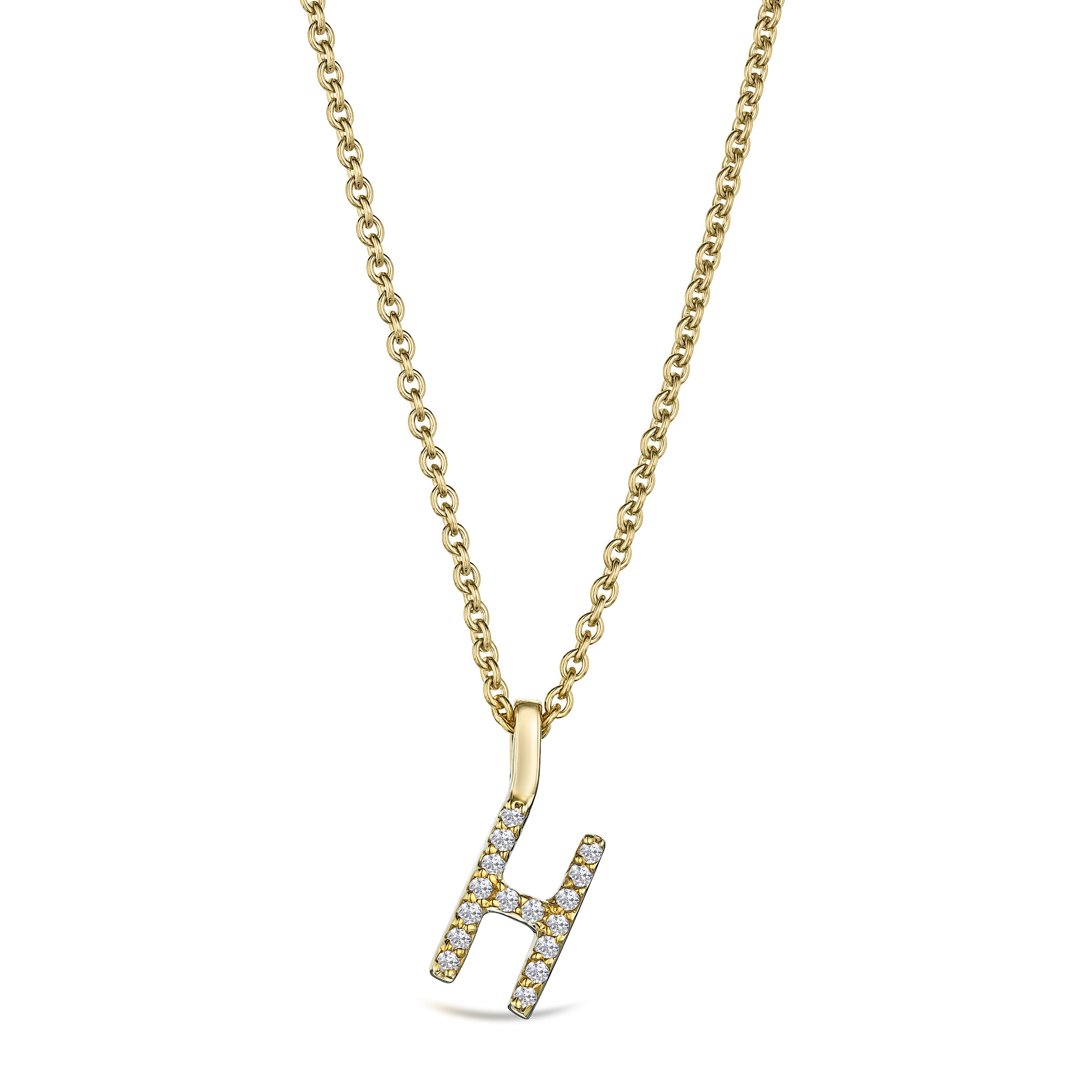 Love Letter Initial H Lab Diamond Necklace set in 9K Yellow Gold